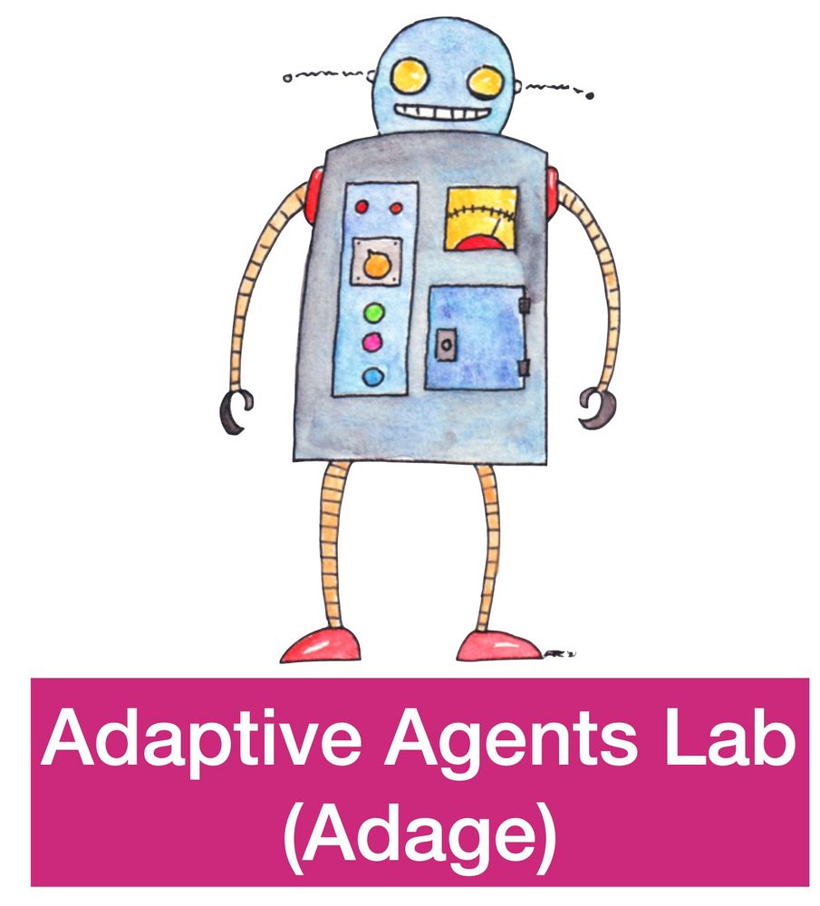 The unofficial logo of the Adaptive Agents Lab (Adage). It shows a cylindrical robot with some gauges and buttons on it.