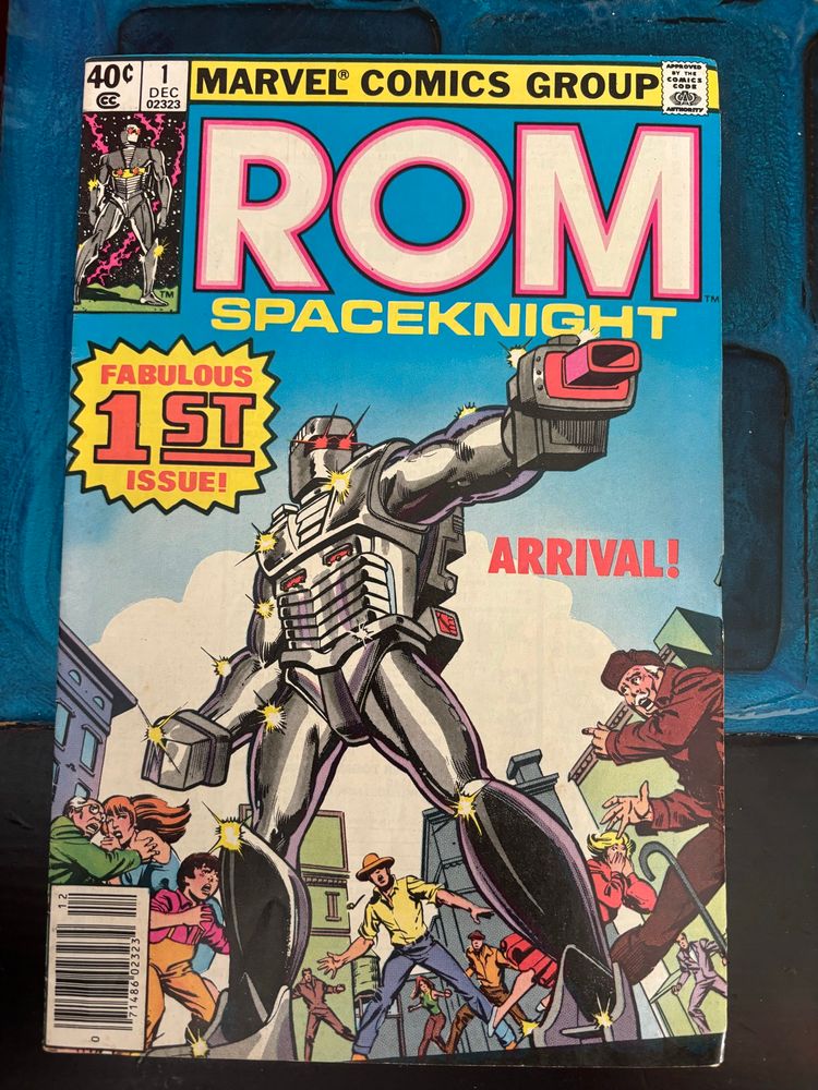 Cover to Rom #1 by a surprising new talent named Frank Miller. 
