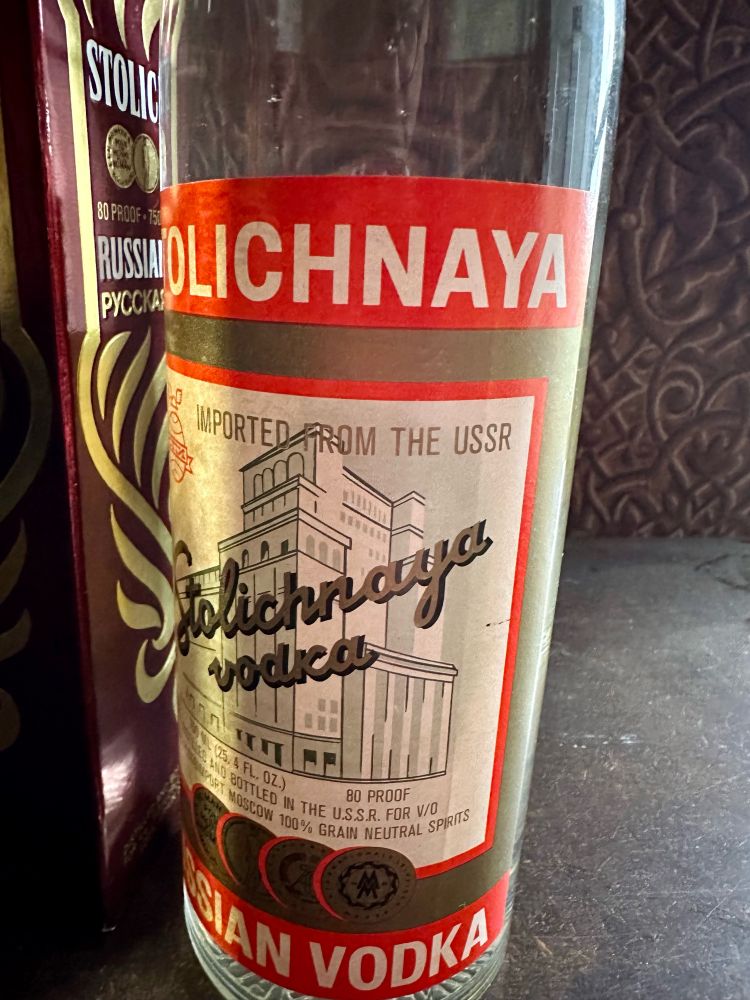 30 plus year old bottle of Stoli, still believes the USSR exists. 