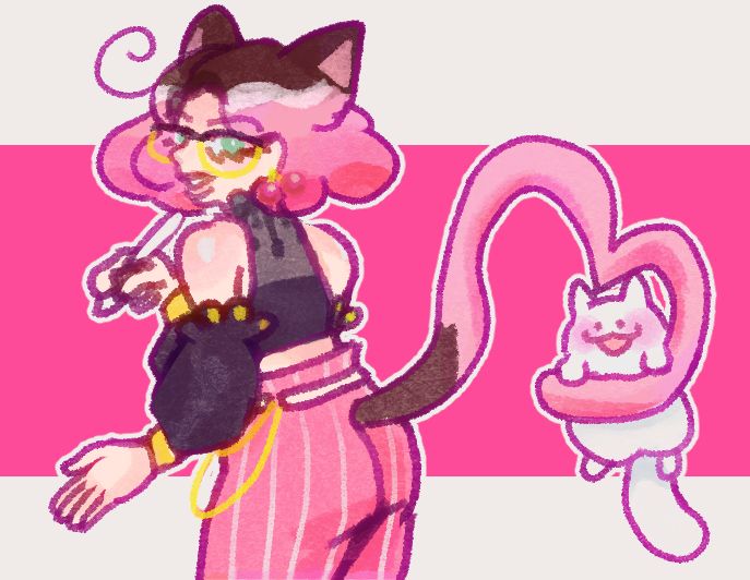 my art of a pink cat vtuber, cherrichus