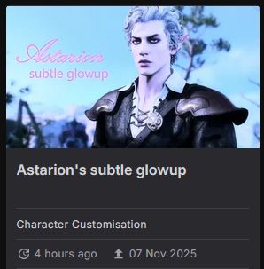 a mod that makes astarion look super cunty and smoothed out titled, "astarion's subtle glowup"