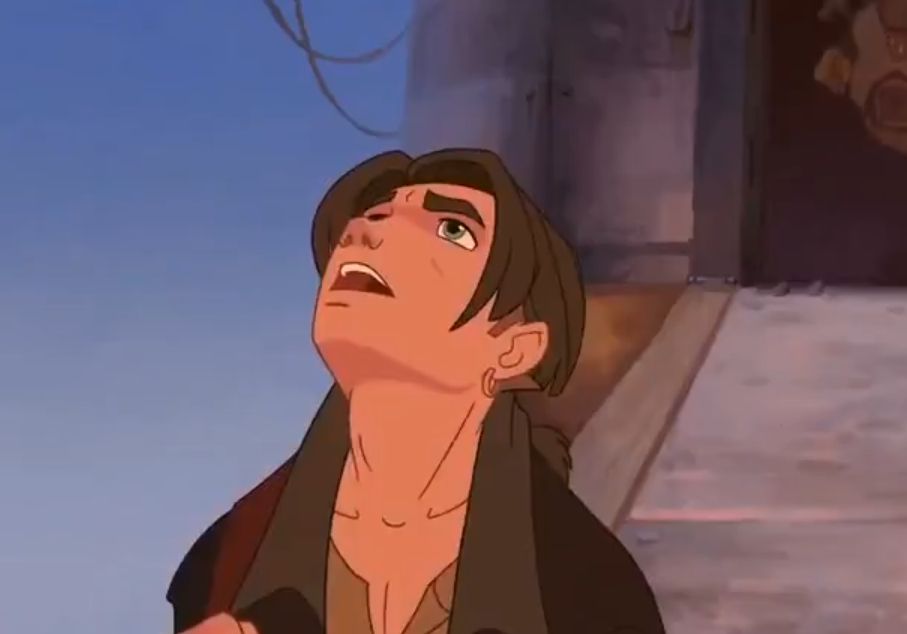 Jim Hawkins from the film Treasure Planet looking up to present the most unflattering and ungodly angle of his face