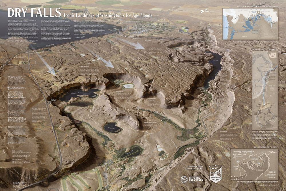 Map of Dry Falls in Washington State's Channeled Scablands