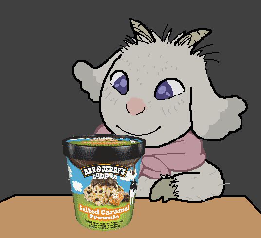 mei from one stormy night/arashi no yoru ni (2005) enjoying a tub of ben and jerrys :-)