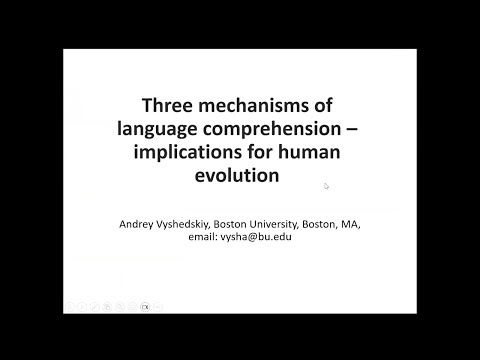 "Three mechanisms of language comprehension - implications for human evolution" by Andrey Vyshedskiy
