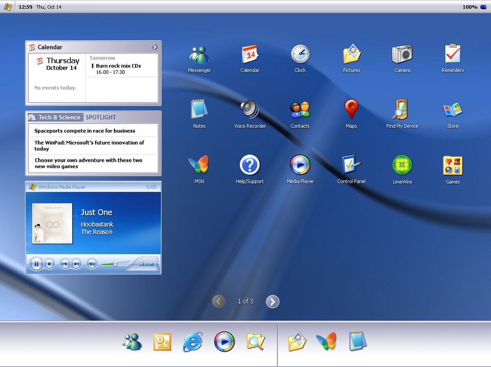Mockup screenshot of the iPadOS home screen reimagined with Windows XP aesthetics.