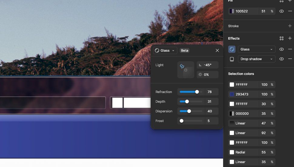Showcasing Figma's new Glass feature, now in beta.