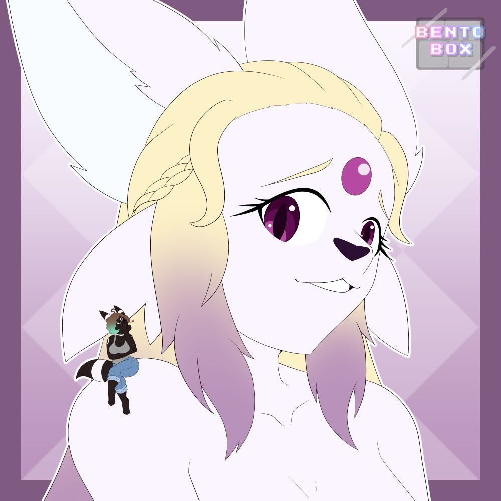 deya, giant and naked, smiling timidly down at the clothed and small hazel on her shoulder, who's happily blowing a kiss up to her goddess of a gf