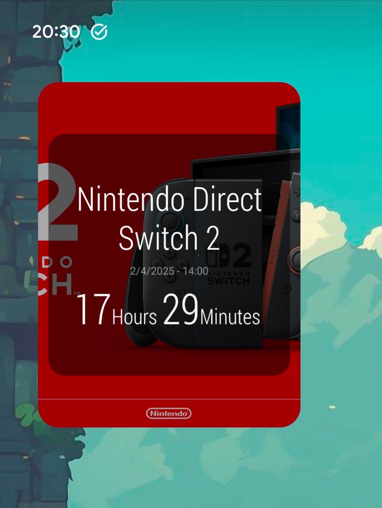 Countdown timer to the Nintendo Switch 2 Direct - 17 hours 29 minutes. 