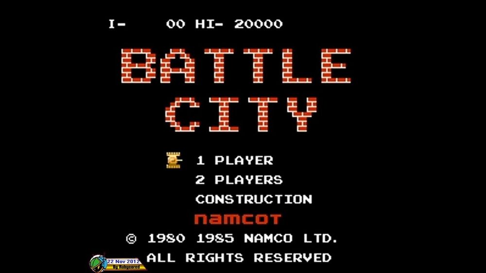 Imagem da tela inicial do jogo Battle City, de 1980.