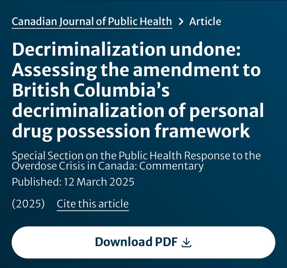 Decriminalization undone: Assessing the amendment to British Columbia’s decriminalization of personal drug possession framework

Special Section on the Public Health Response to the Overdose Crisis in Canada: Commentary
Published: 12 March 2025