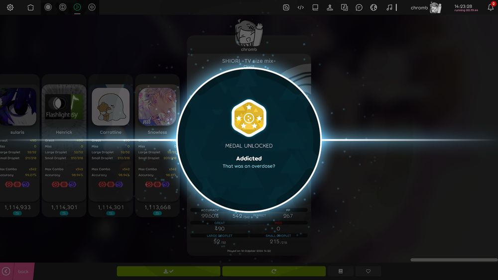 chromb unlocking the 5* Full Combo medal osu!