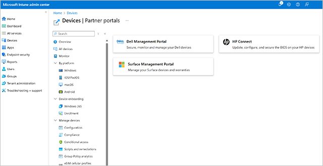 Intune expands OEM integration in partner portal