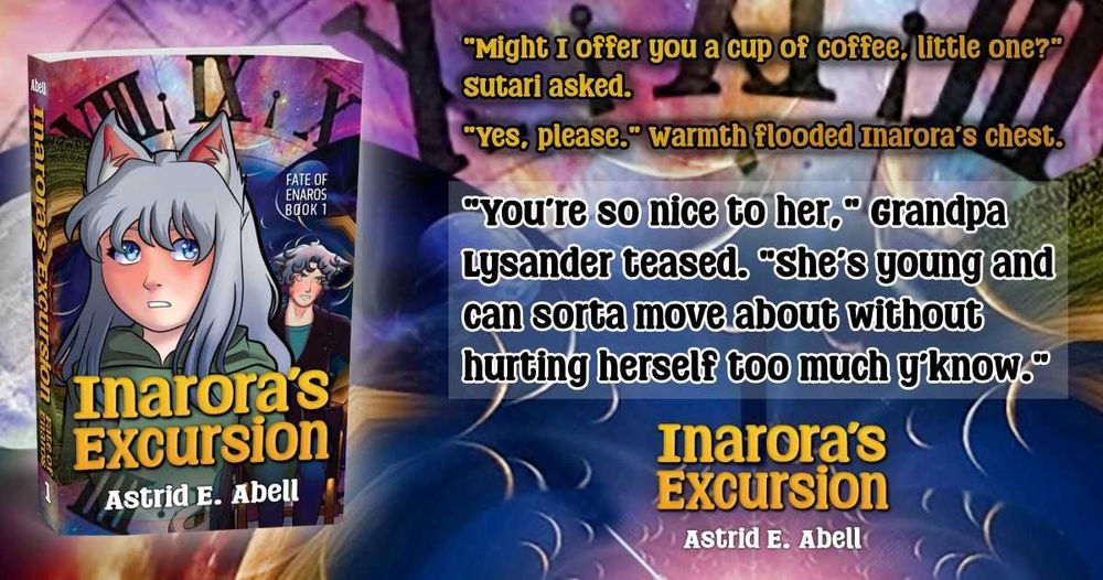 A graphic featuring a mock-up of a physical copy of Inarora's Excursion. The cover shows Inarora prominently on the cover, and her father, Kaedan, just behind her looking a little bit pissed. For good reason, might I add. 