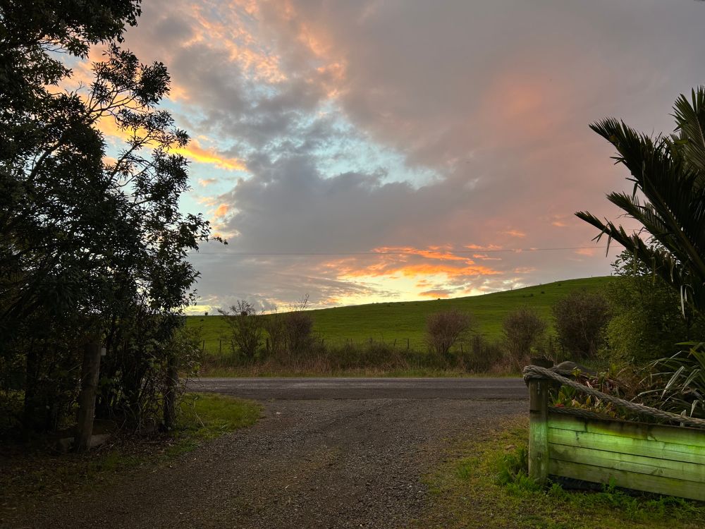 Sunset over the hill. 