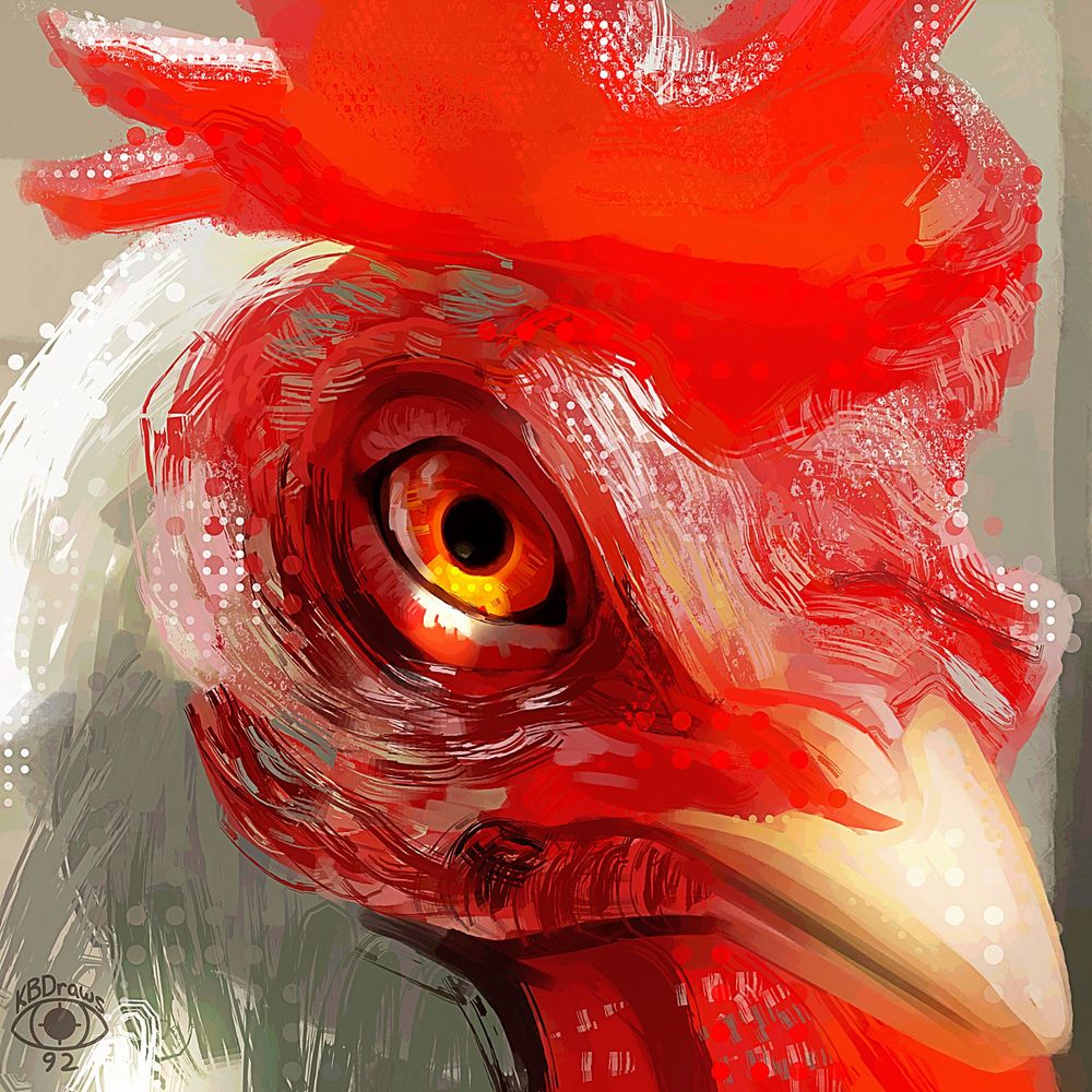 Close up digital painting of a chicken