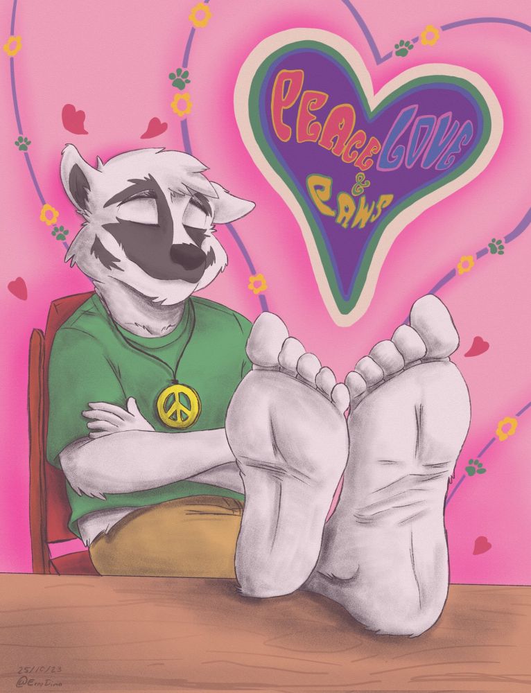 peace love paws wax badger waxbadger cross legged feet toes soles bare foot barefoot green t shirt