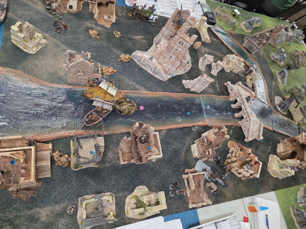 Fishing boats hot by a troglodon while the beastman kart rams zombies