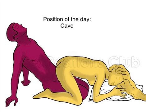 The man sits upright on his buttocks, bending his knees. He throws back slightly and leans on his arms, stabilizing his body. The female partner sits on her knees in front of him. Her partner’s legs are between her thighs. She leans her body forward, and puts her head on the pillow.