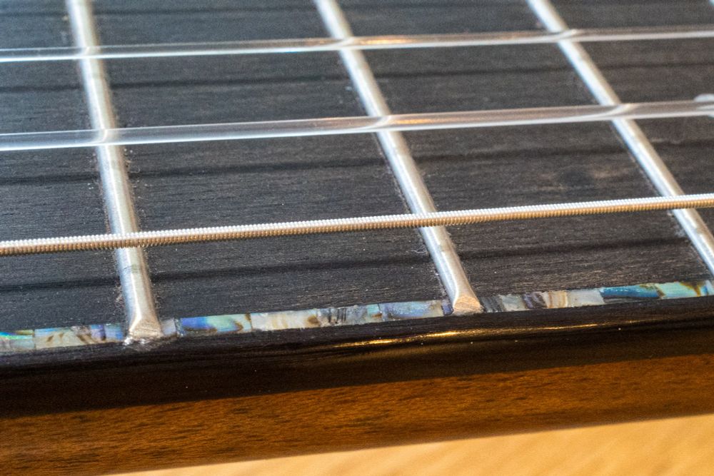 ukulele frets close up