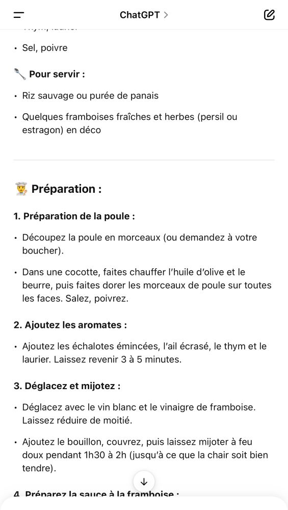 Recette de poule à la framboise 