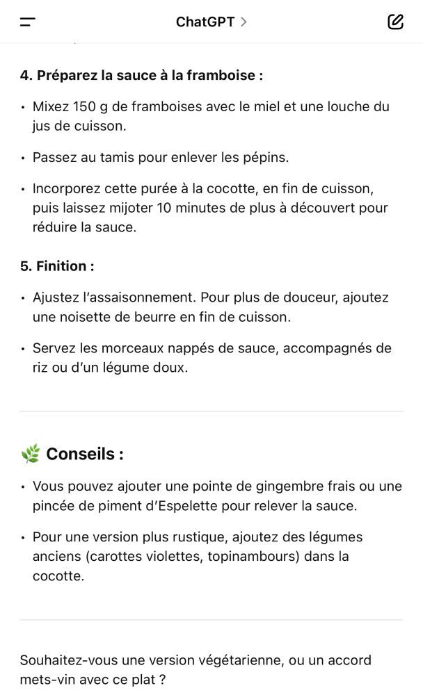 Recette de poule à la framboise 