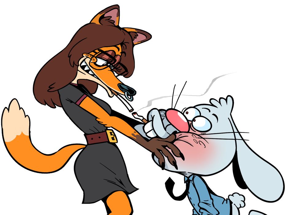 raposa pegando um coelho BUNDA MOLE pela cabeça pra acender o cigarro junto 