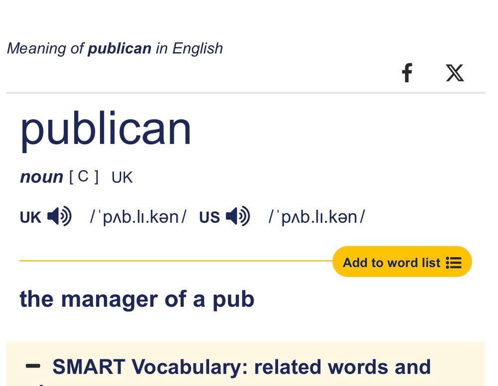 UK dictionary definition of publican