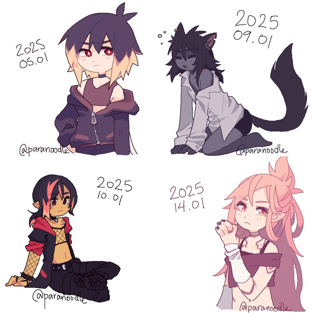 four example drawings of oekaki art