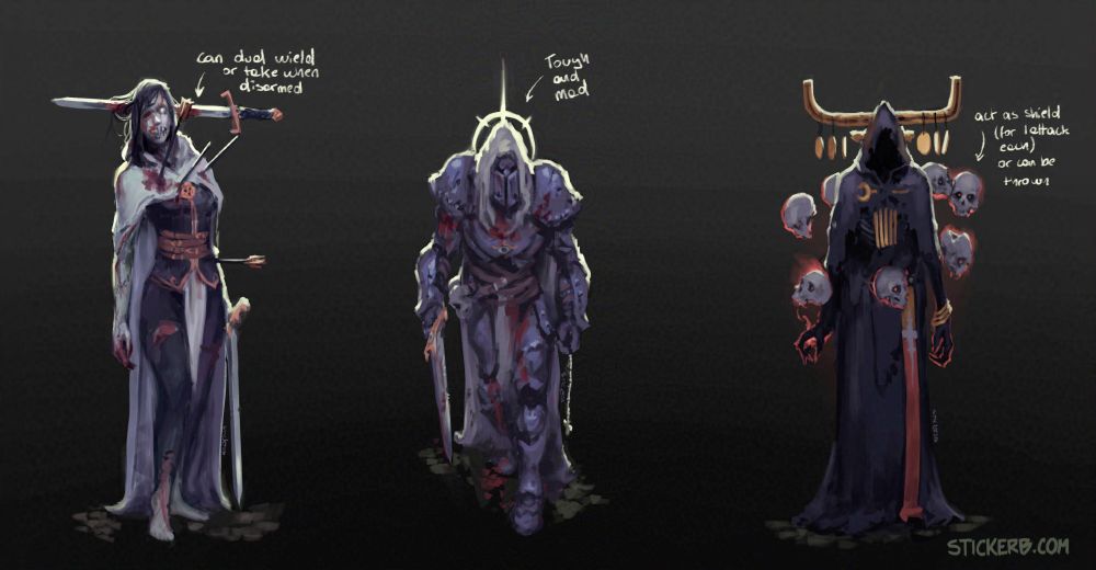 Concept art for Dark Fantasy Horror game enemy characters.