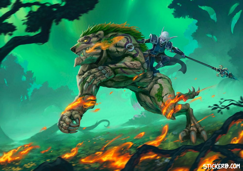 Illustration of two World of Warcraft characters inside the emerald dream.