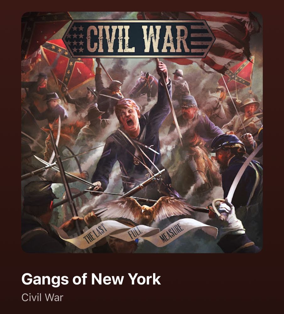 YouTube music screenshot of the song: “Gangs of New York” by Civil War