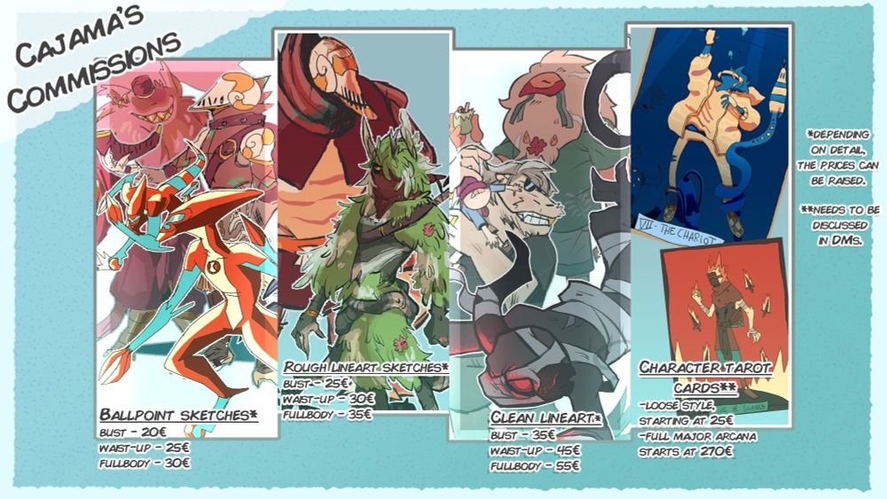 my old commission page! Any of these can be discussed and adjusted to your budget of course :D