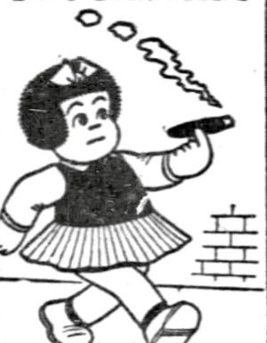 Nancy walking around with a cigar being based