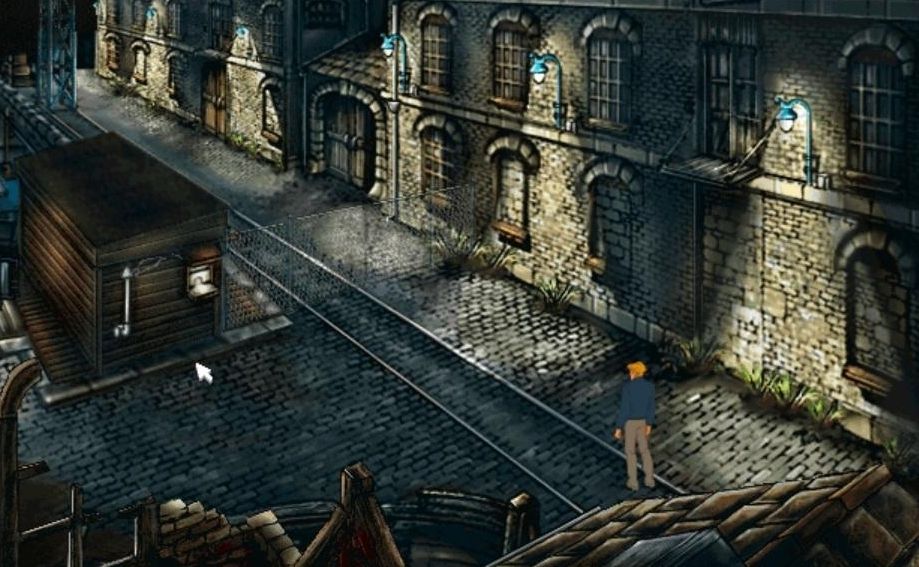 A image from the game broken sword 2 : the smoking mirror

A man stands at the entrance of a ship dock at night, a wire fence and a small wooden hut are in front of him.