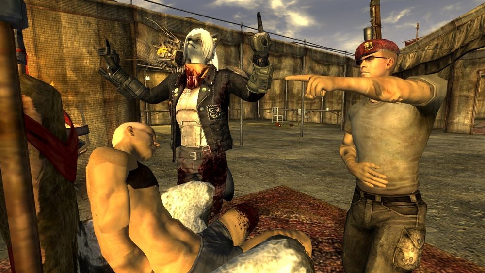 an anthro coyote and boone mock a dead tyrant