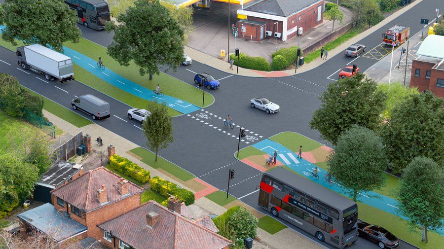 CGI representation of A38 Selly Oak to Longbridge cycle route