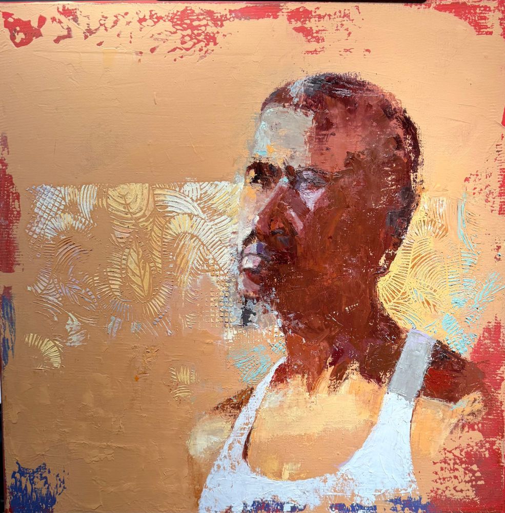 Abstract portrait painting oil portrait  painted from lif