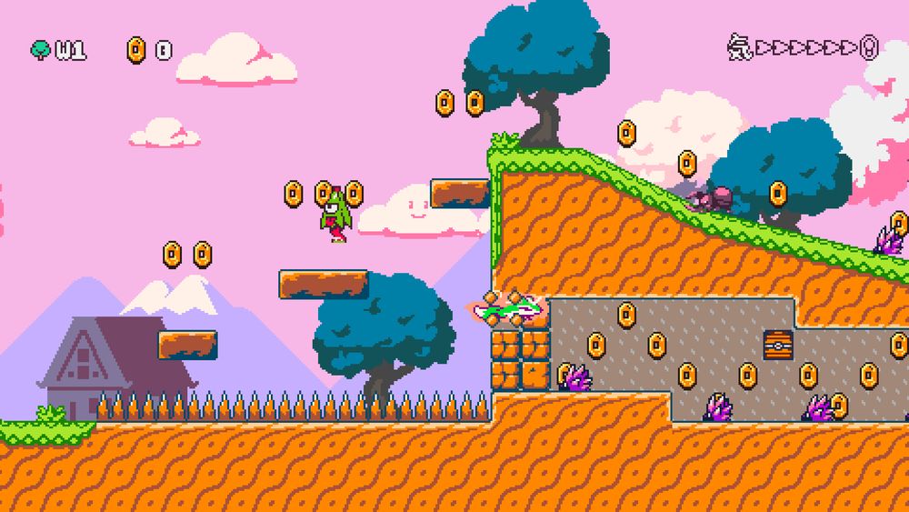 Yuzu air dashes through a brick wall as a rainbow powered super fox