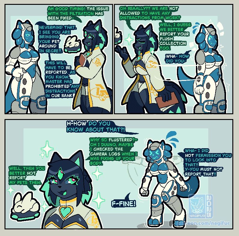 3 panel comic about A1 and Mages aruging about side hobbies.