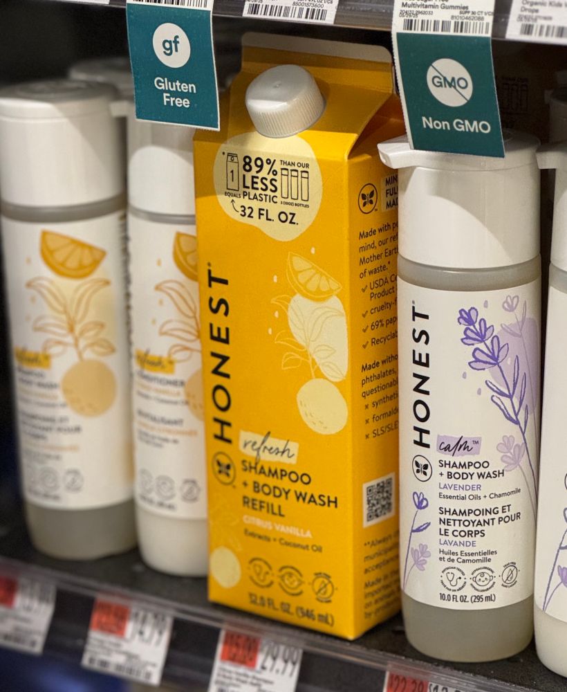 Honest Company shampoo-body wash refill in a carton.