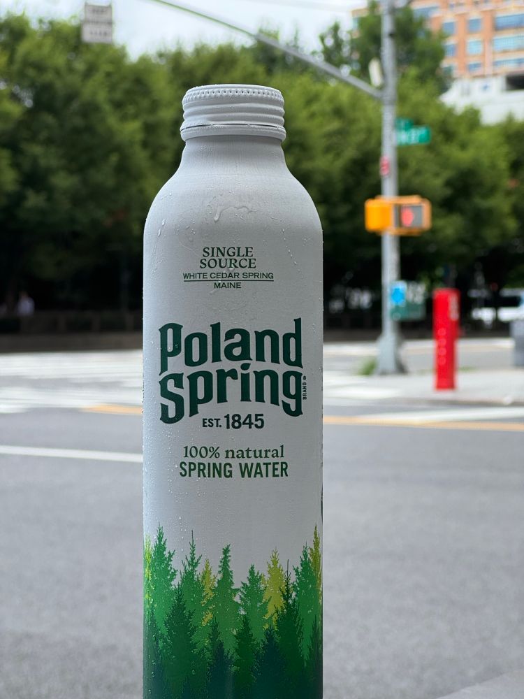 Water in an aluminum bottle.