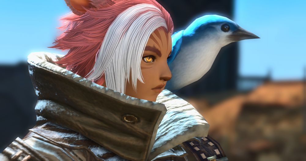 closer to a profile shot, which looks pretty cool with starbird on his shoulder. can you guys tell im in love with him yet
