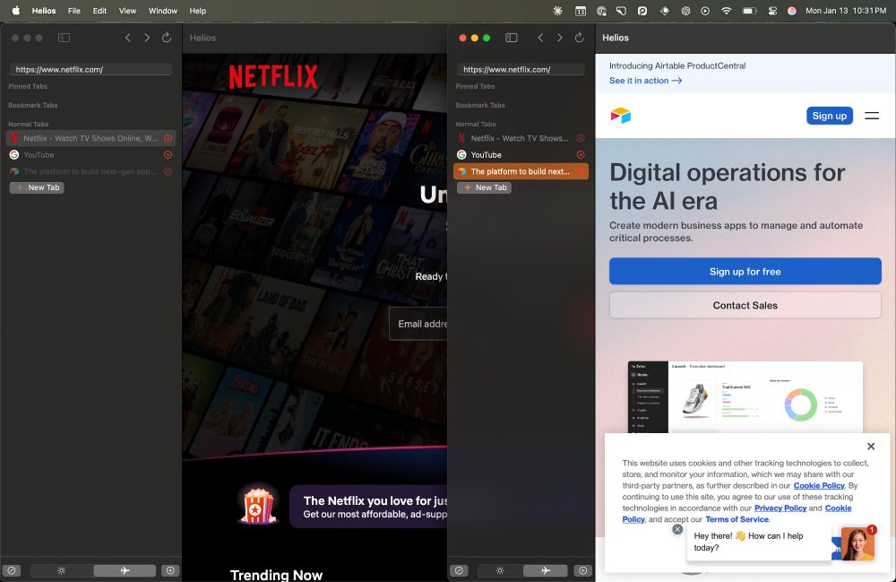 Multi-Window support for Helios Browser