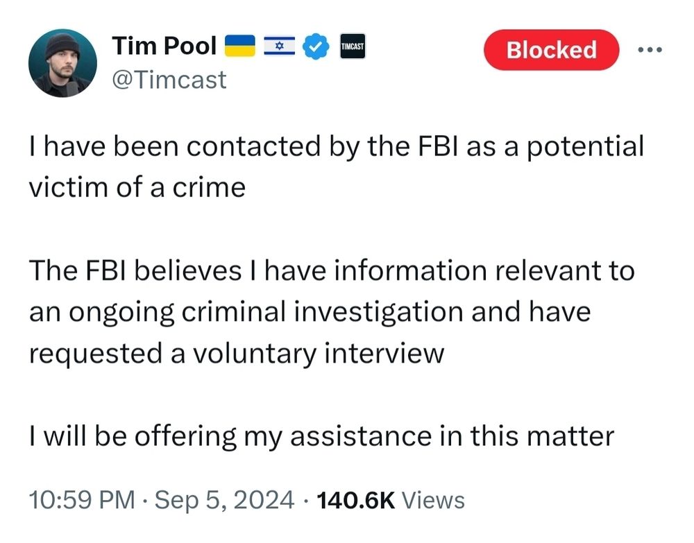 Tim Pool is talking to the FBI voluntarily
