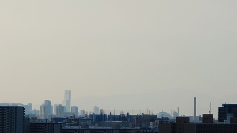 大阪方面~あべのハルカス🏙️と京セラドームの屋根