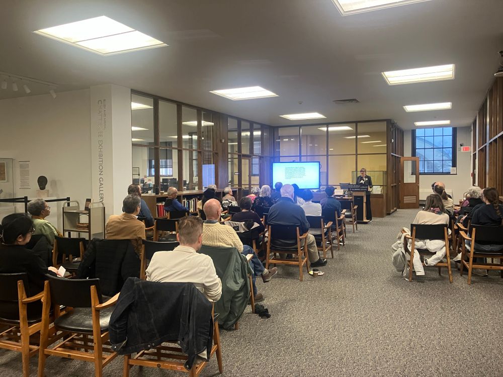 Justine Murison giving a well-attended talk at the Rare Book library at the U of Illinois Urbana-Champaign 