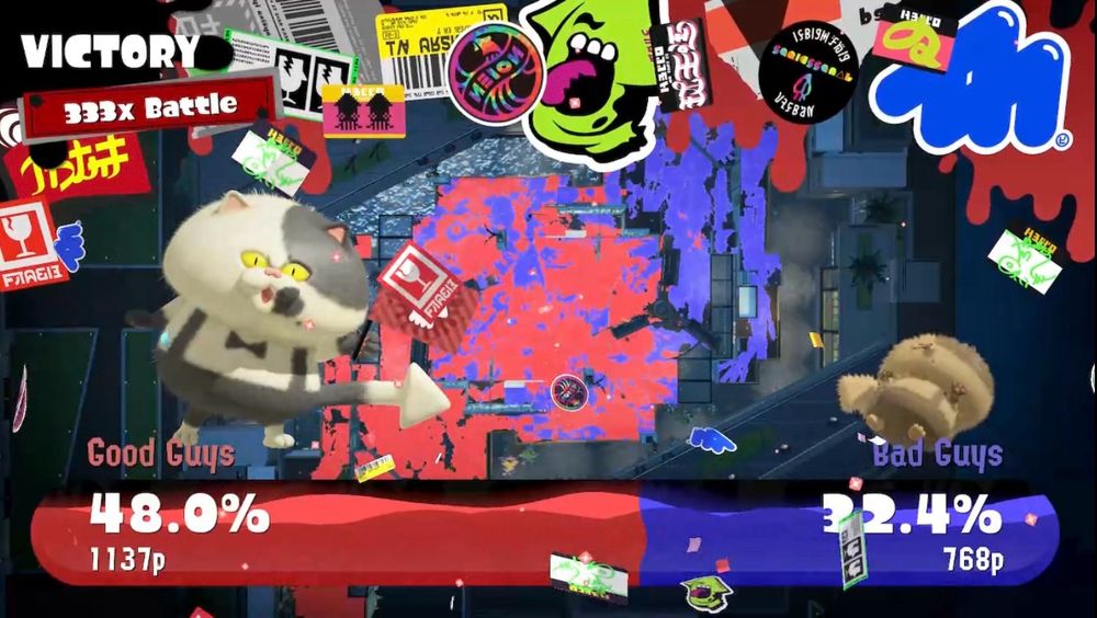 Splatoon 3 333x battle victory screen