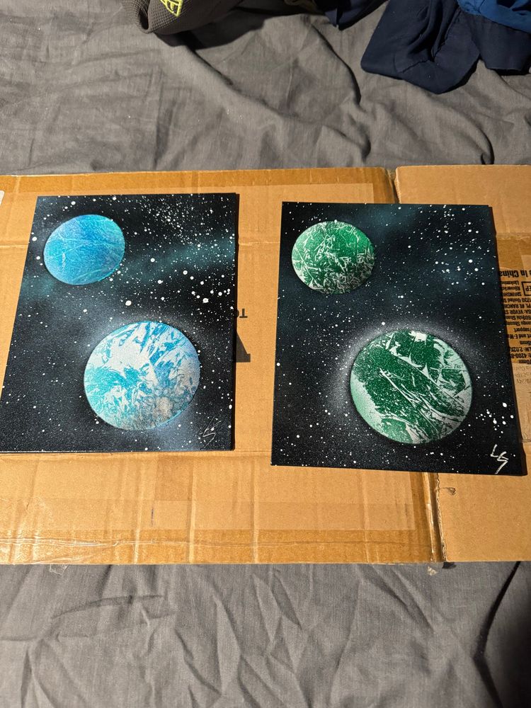 Planetary spray paint art of planets