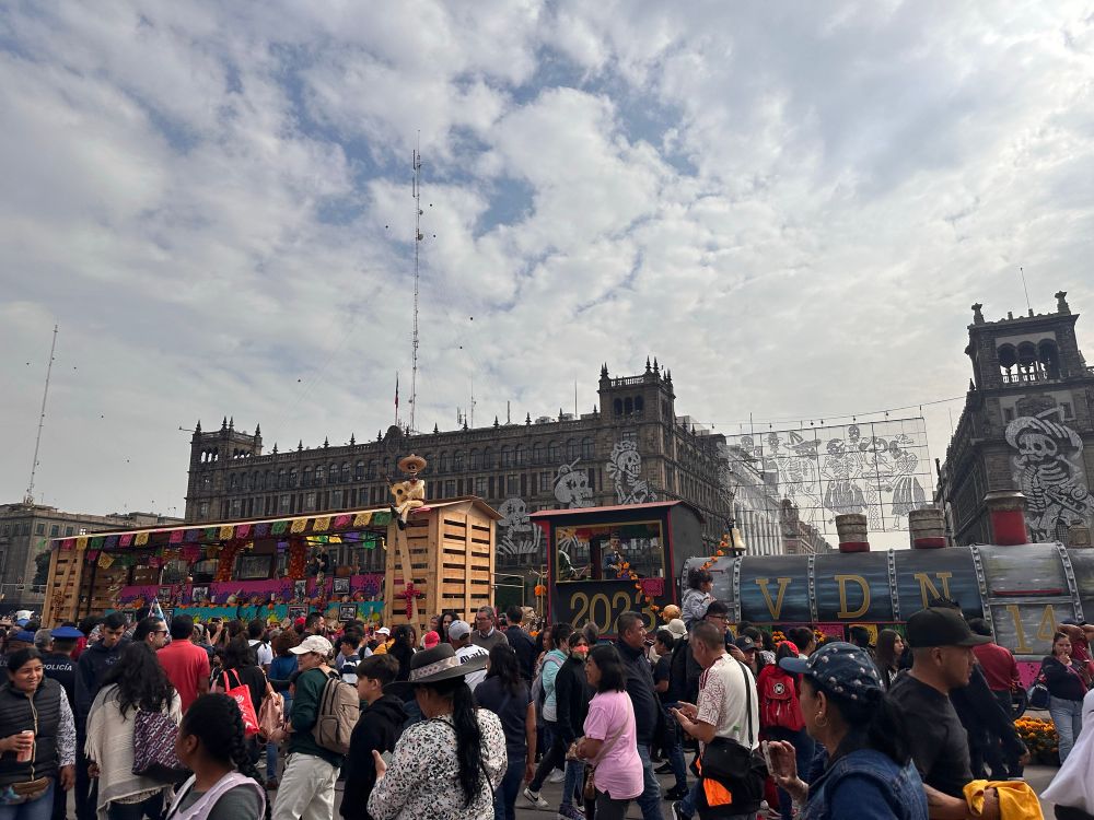 El Zócalo in Mexico City decorated for dia de los muertos in 2023